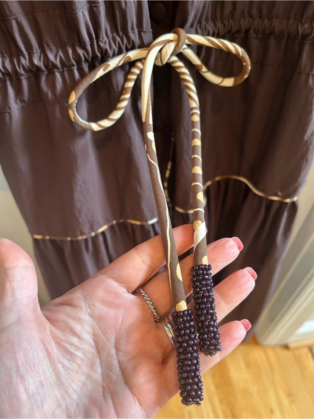 Farm Rio Chocolate Brown Drawstring Dress - Picture 6 of 9